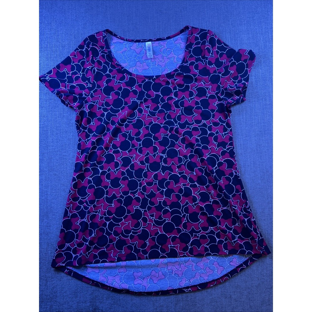LuLaRoe Perfect T Shirt Disney Minnie Mouse Pink Navy Tunic Women's M Printed